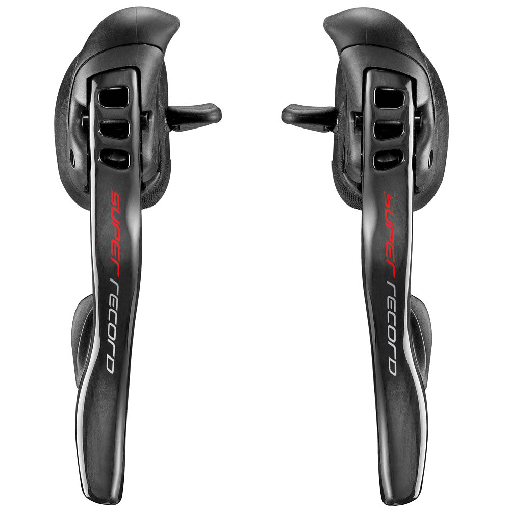 Campagnolo Super Record 12 Speed shift levers showcasing ergonomic design and precision controls.