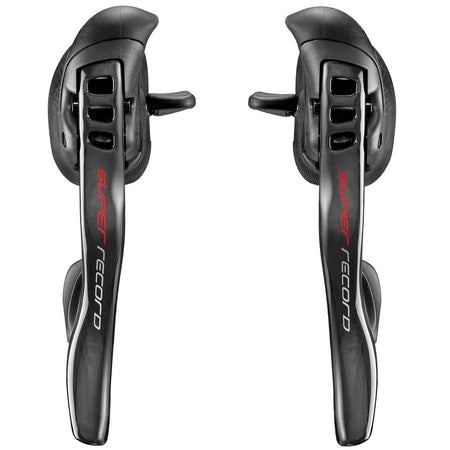 Campagnolo Super Record 12 Speed shift levers showcasing ergonomic design and precision controls.