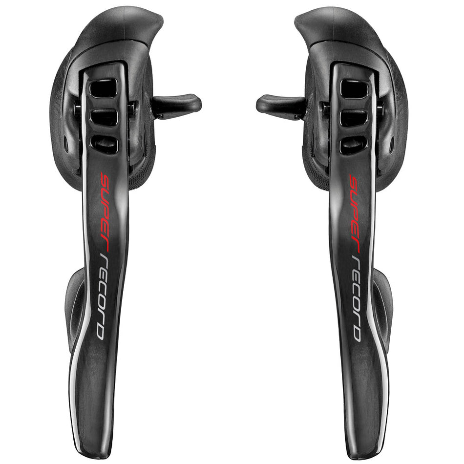 Campagnolo Super Record 12 Speed shift levers showcasing ergonomic design and precision controls.