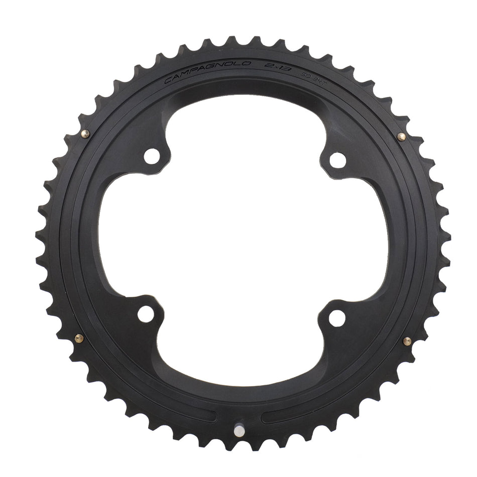 Campagnolo Super Record 13 speed chainring, a key component in the innovative wireless groupset for road cycling.