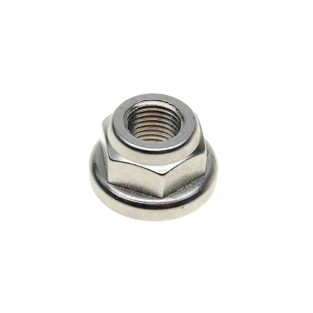 Campagnolo 9mm front axle nut shown in a close-up view, designed for Campagnolo track systems.