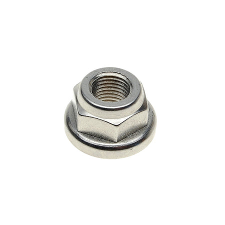 Campagnolo 9mm front axle nut shown in a close-up view, designed for Campagnolo track systems.