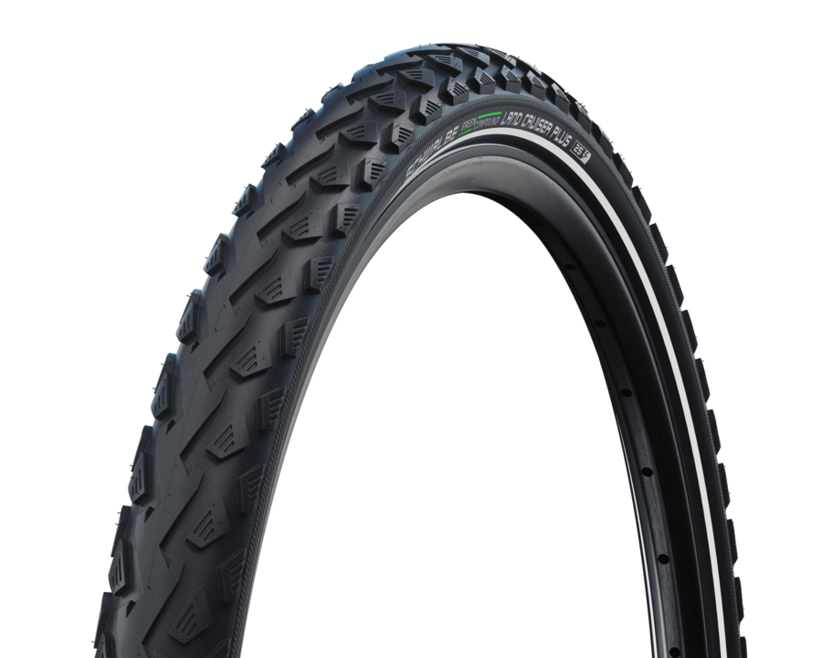 Schwalbe Land Cruiser Plus Active PunctureGuard SBC rigid MTB tyre, black with reflective details, puncture-resistant MTB tyre.