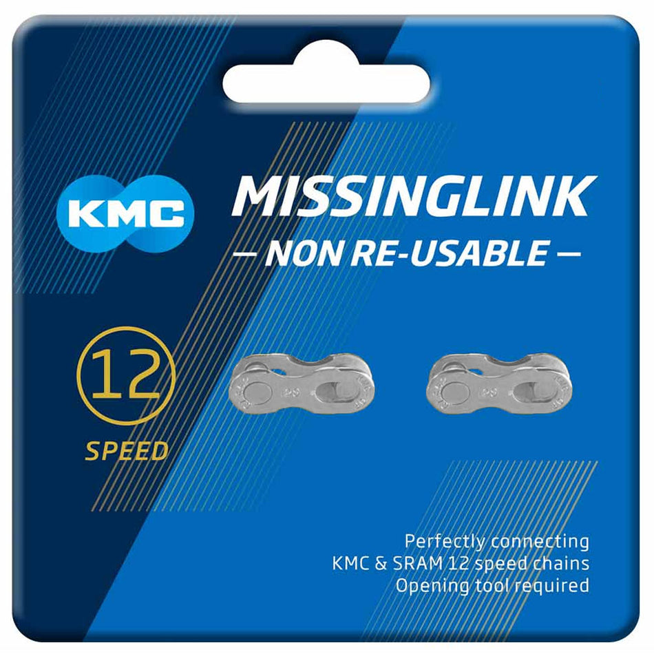 KMC Non-Reusable 12 Speed Missing Link 2 Pack | Silver