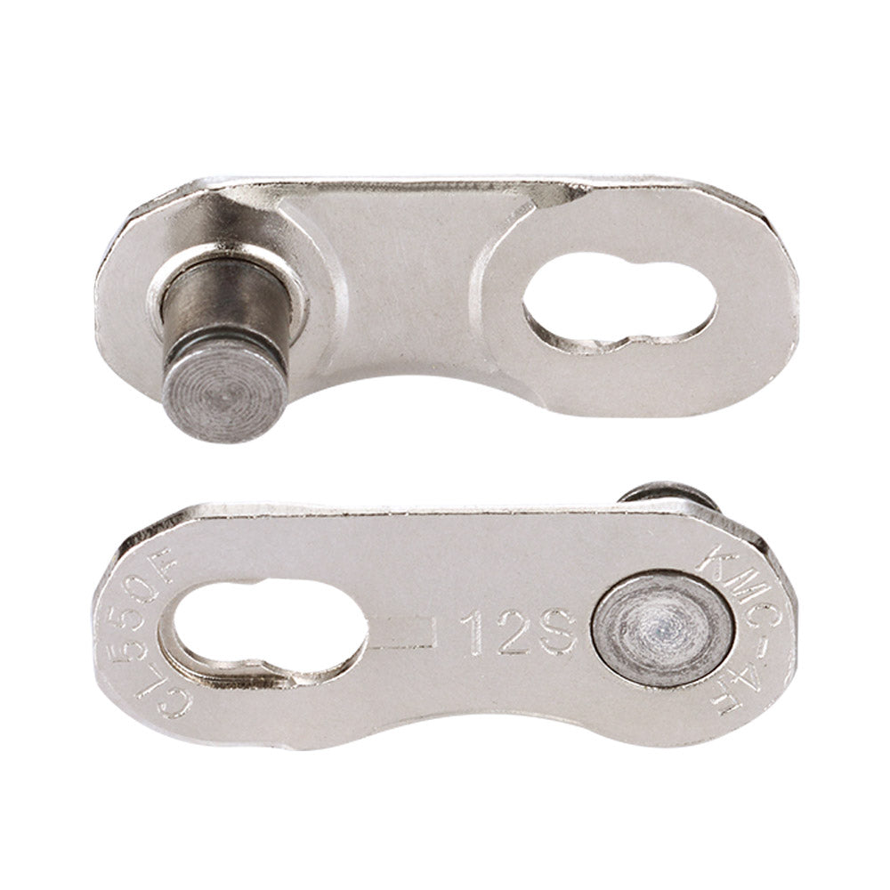 KMC flat SRAM chain joining links in silver, featuring a 5.2mm pin length and 1/2" X 11/128" size, perfect for chain repair.