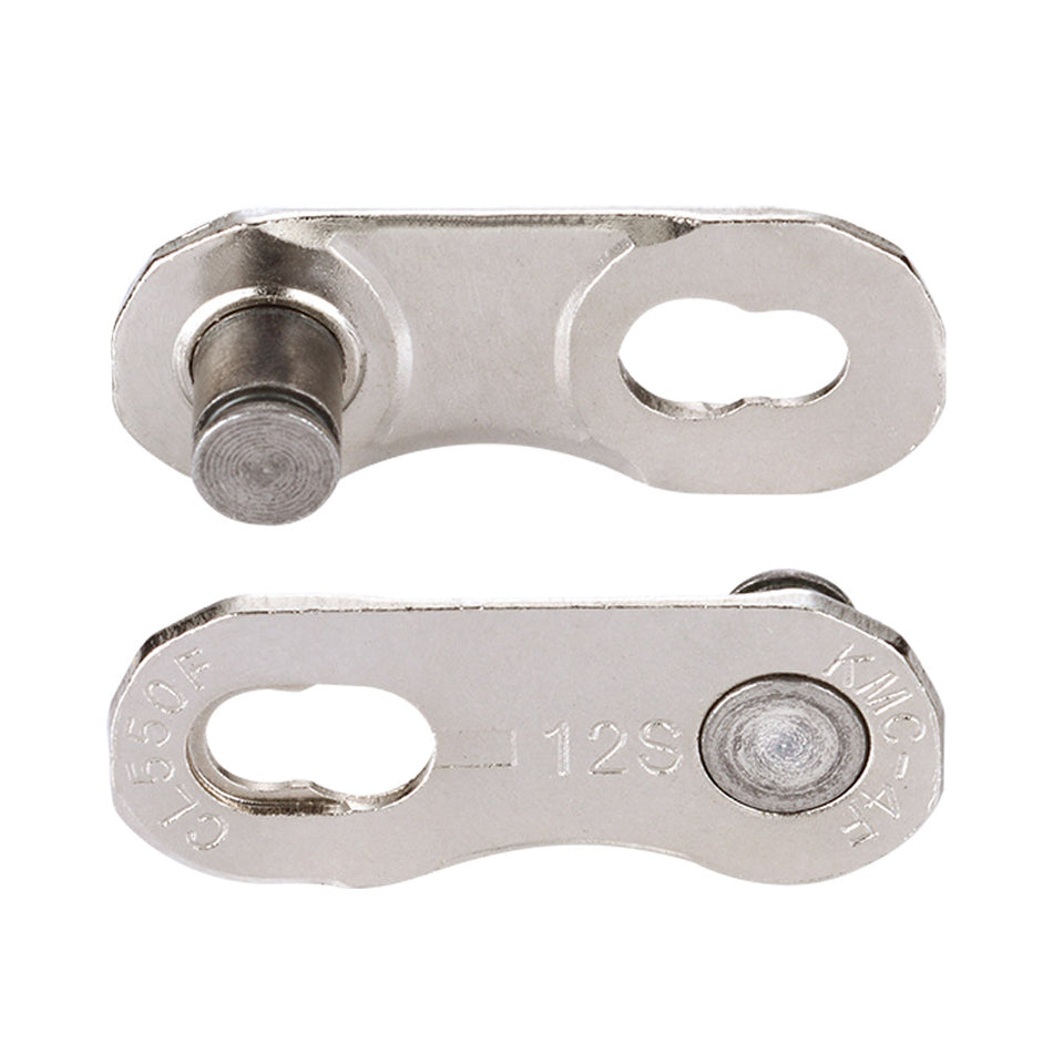 KMC flat SRAM chain joining links in silver, featuring a 5.2mm pin length and 1/2" X 11/128" size, perfect for chain repair.