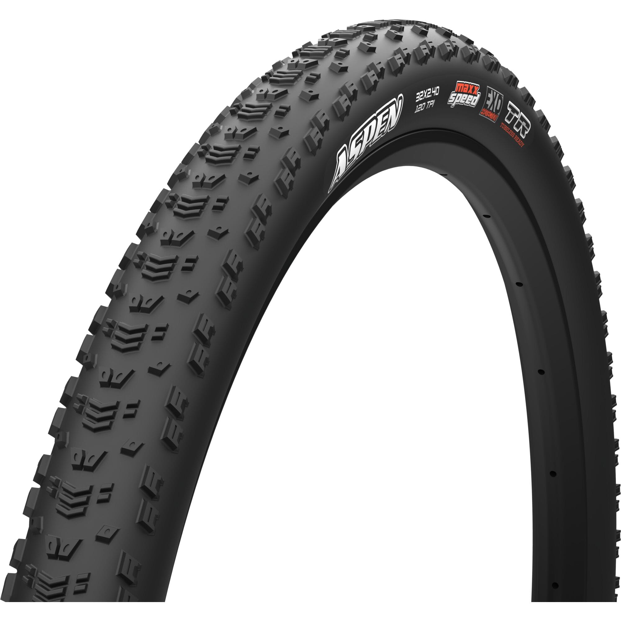 Maxxis Aspen 120 TPI MaxxSpeed EXO Folding Tubeless Tyre 32 x 2.40 - lightweight XC tubeless tyre for optimal performance.