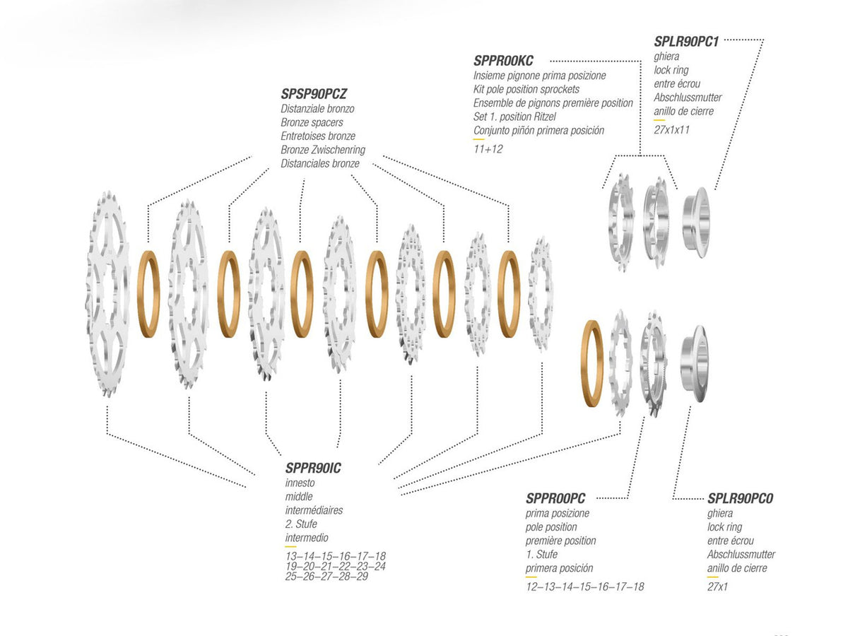 Miche Primato 9 Speed Cassette Campagnolo Compatible All Sizes