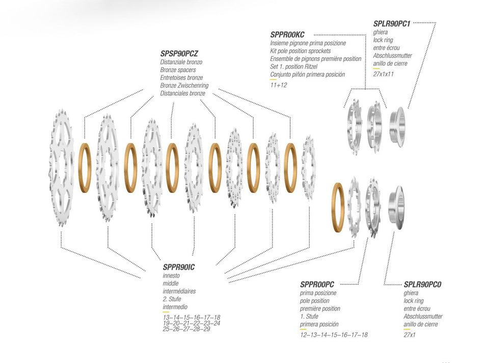 Miche Primato 9 Speed Cassette Campagnolo Compatible All Sizes