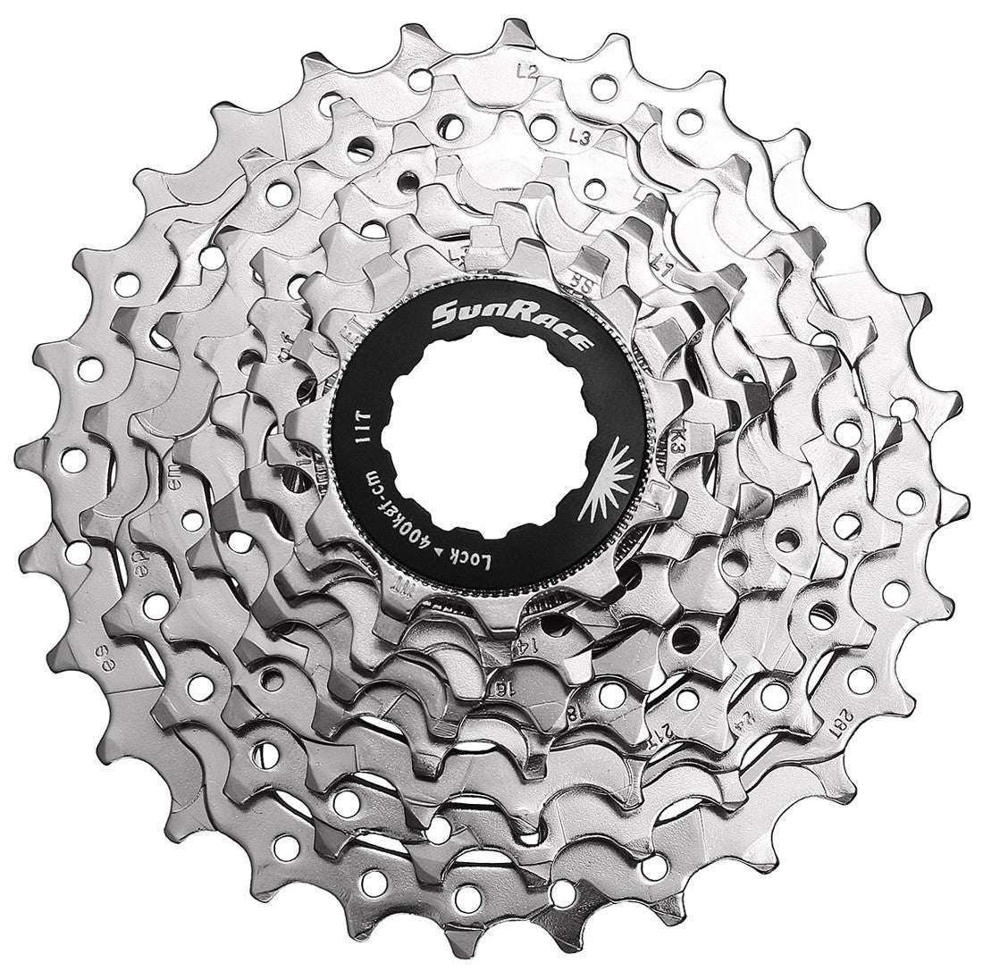 SunRace CSR86 8 Speed Road Nickel Bicycle Cassette 11-28T