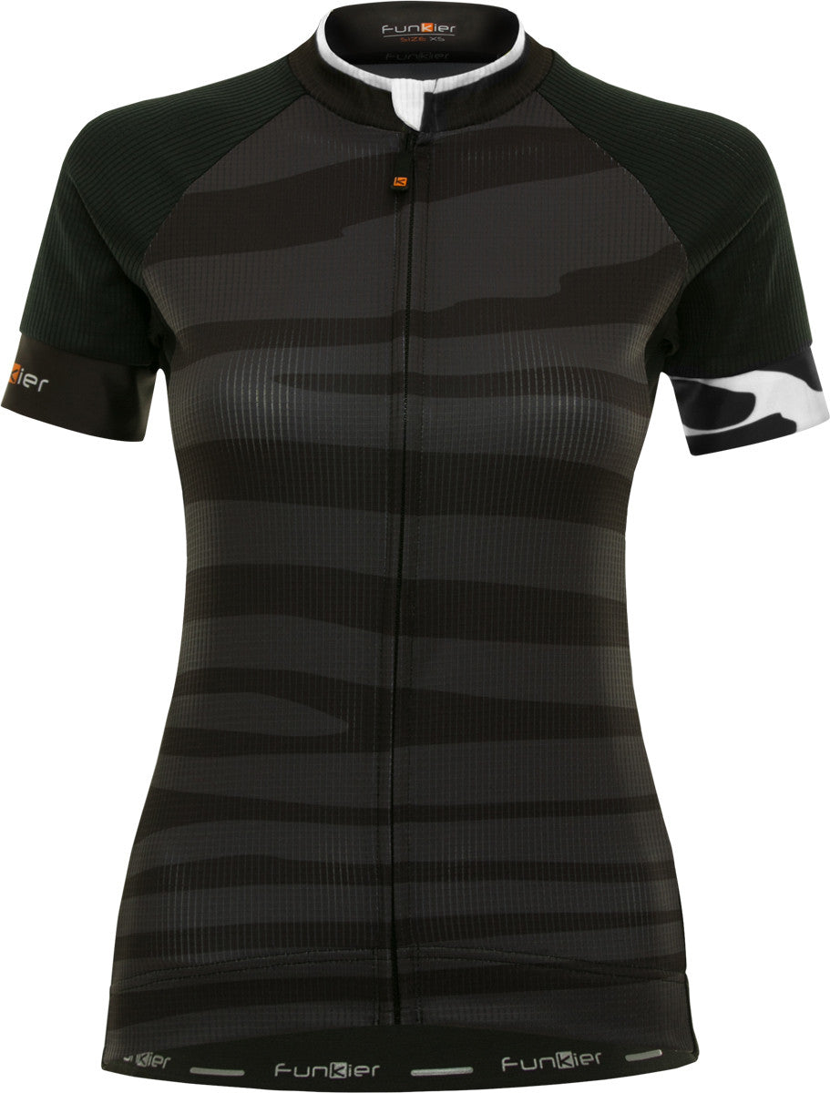Funkier Prima Pro Ladies Short Sleeve Jersey in Black-Wave