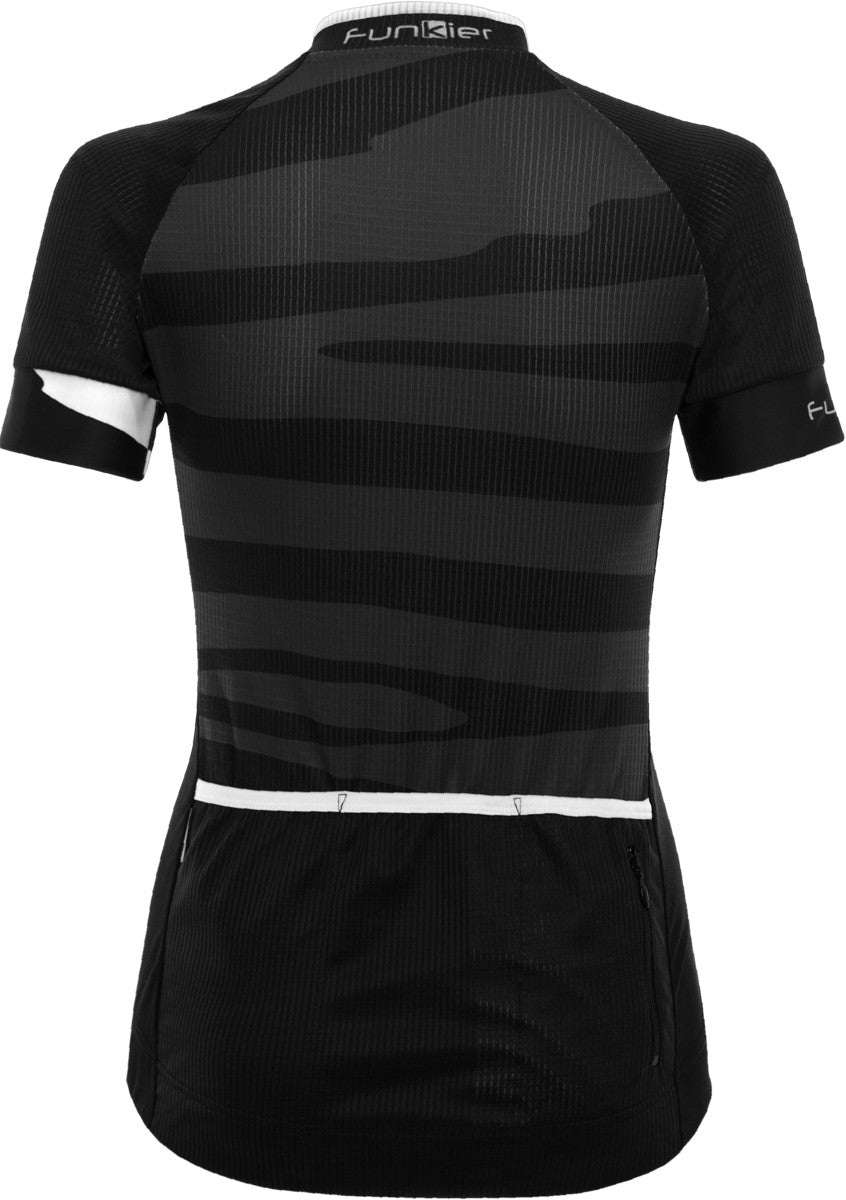 Funkier Prima Pro Ladies Short Sleeve Jersey in Black-Wave