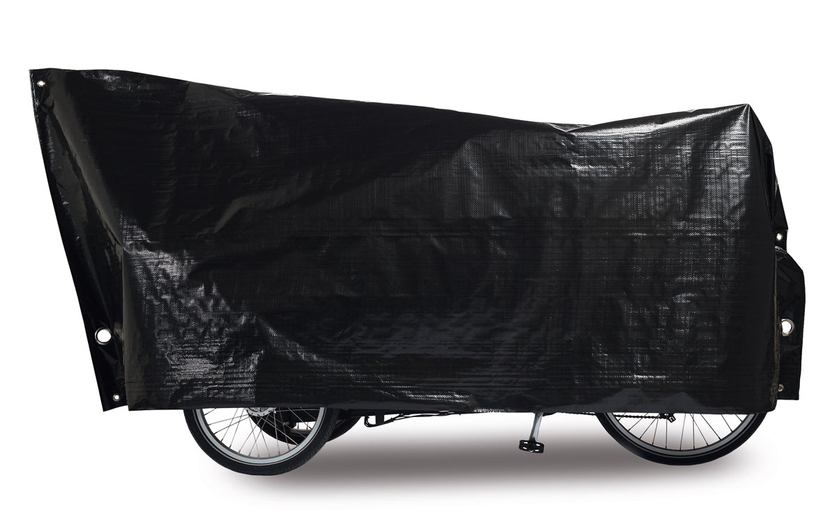 VK Cargo Bike waterproof bicycle cover for cargo bikes in black, providing protection and weather resistance.