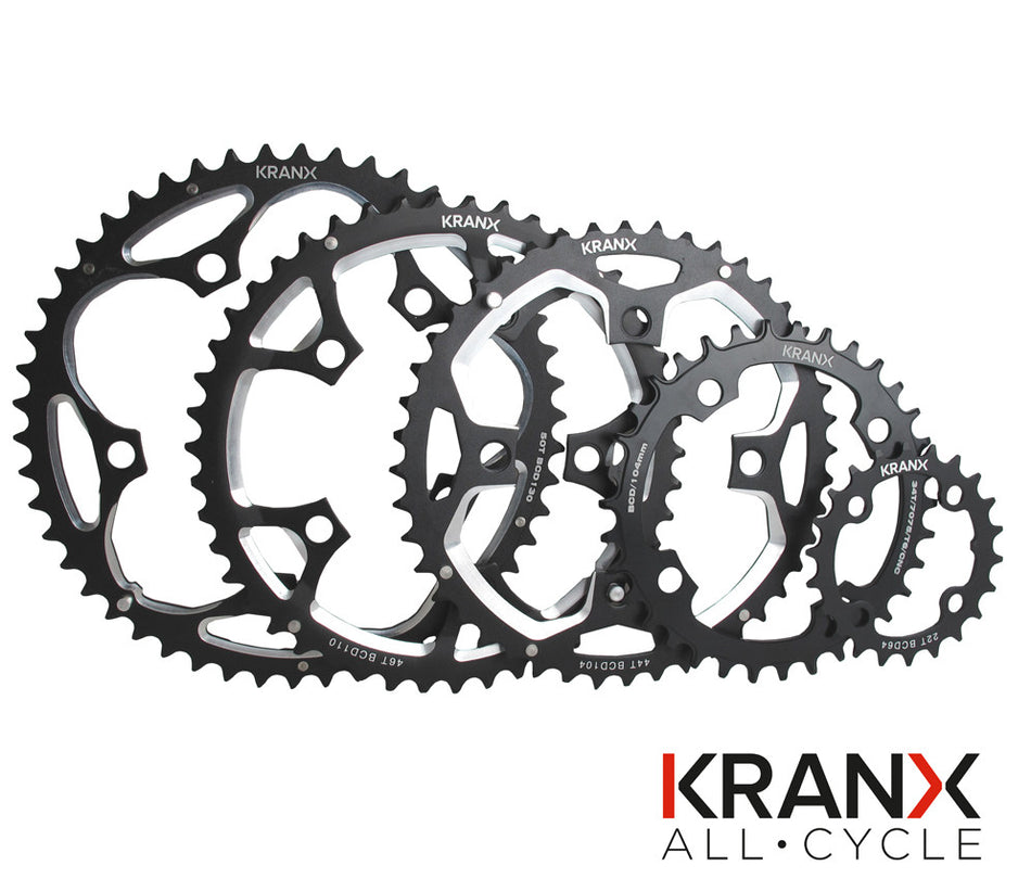 KranX 110BCD Alloy 5 Arm 9/10 Speed Chainring in Silver All Sizes