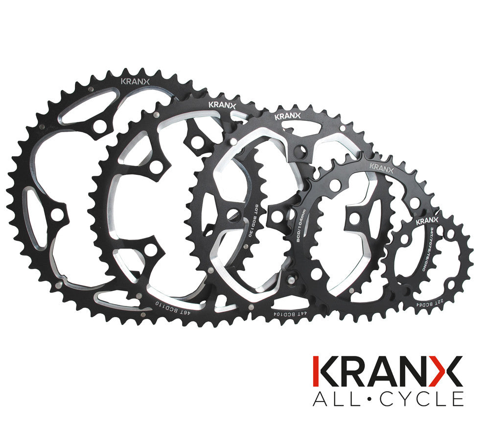 KranX 104BCD Alloy CNC Narrow-Wide 9/10 Speed Chainring in Black All Sizes