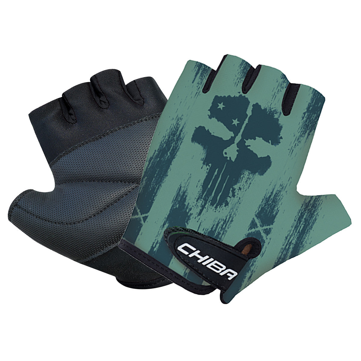 Chiba Children's Cool Cycling Road MTB Leisure Mitts In Camo Skull