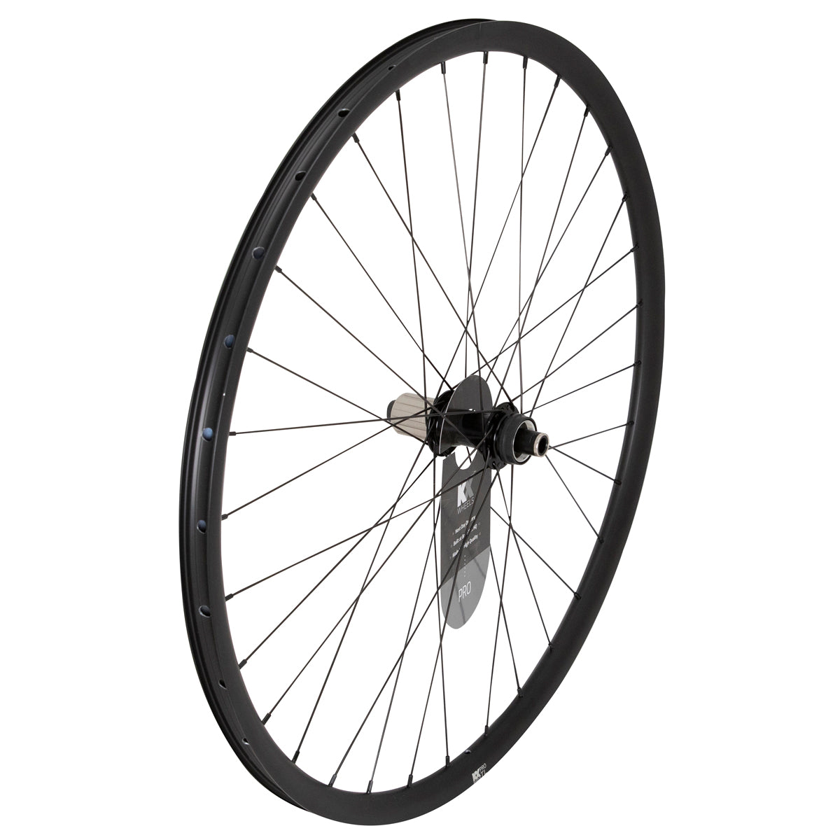 KX Pro 700c gravel disc brake wheels featuring tubeless thru axle design in black color.