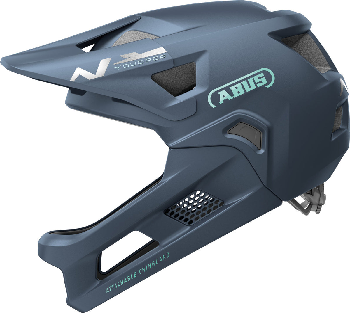 ABUS YouDrop FF Kids Full Face MTB Helmet In Midnight Blue Fits- 48-55cm