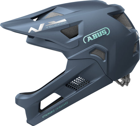 ABUS YouDrop FF Kids Full Face MTB Helmet In Midnight Blue Fits- 48-55cm