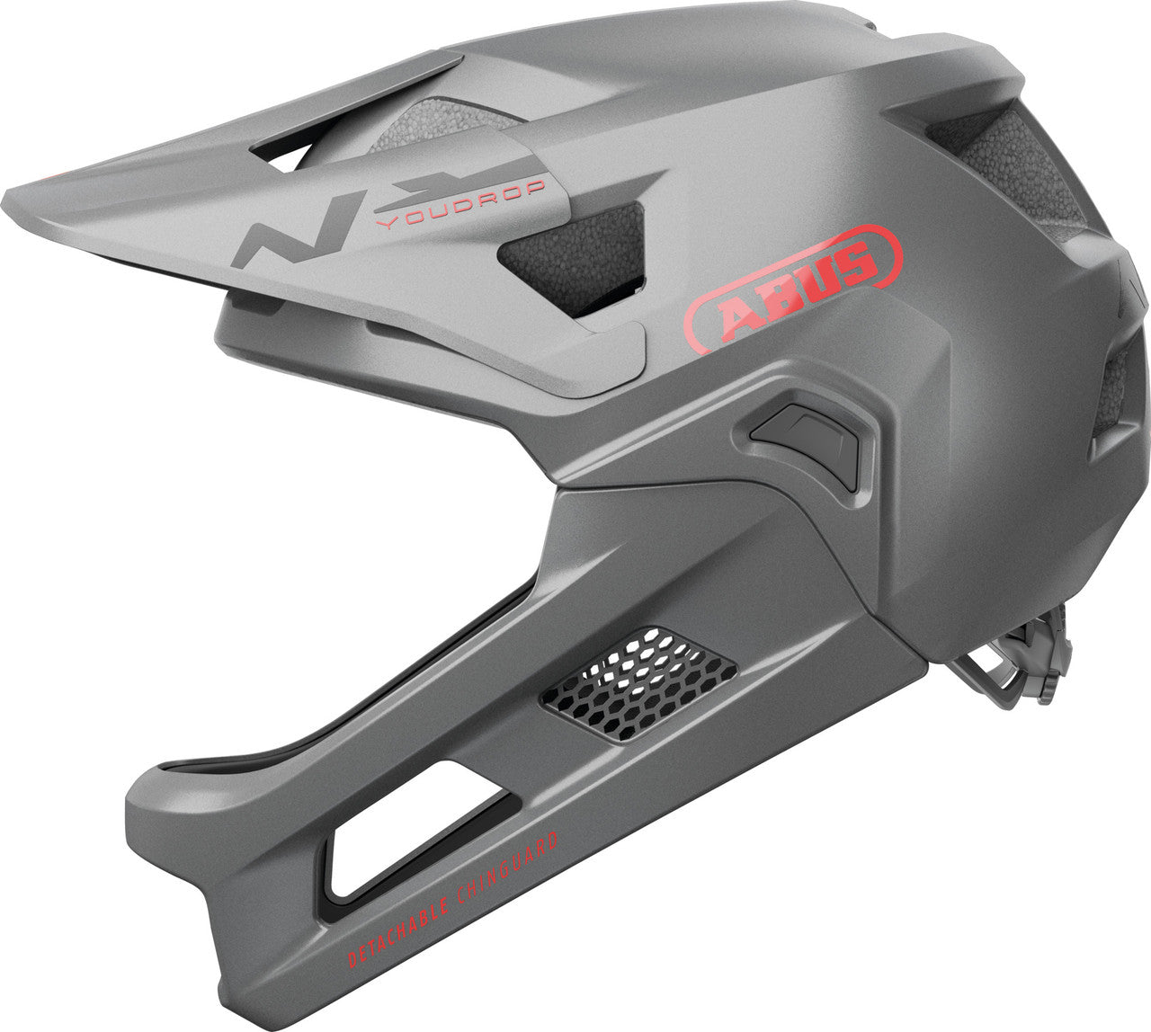 ABUS YouDrop FF Kids Full Face MTB Helmet In Ti Silver Fits- 48-55cm