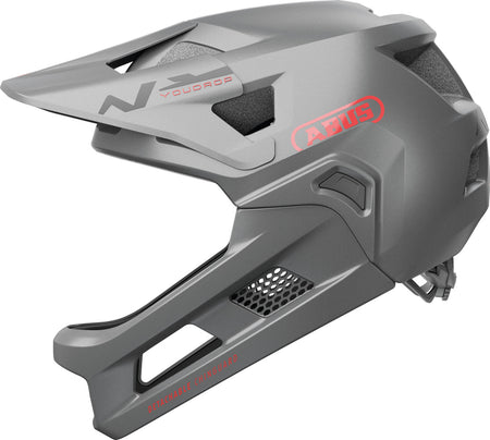 ABUS YouDrop FF Kids Full Face MTB Helmet In Ti Silver Fits- 48-55cm