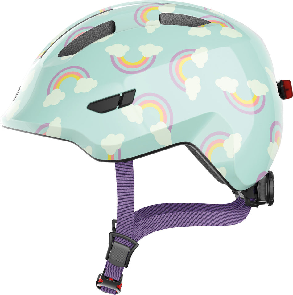 ABUS Smiley 3.0 Kids Leisure Helmet With LED Light In Blue Rainbow
