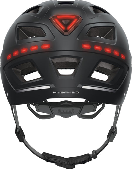 ABUS Hyban 2.0 Urban Helmet With Front and Rear LED Lights in Signal Black