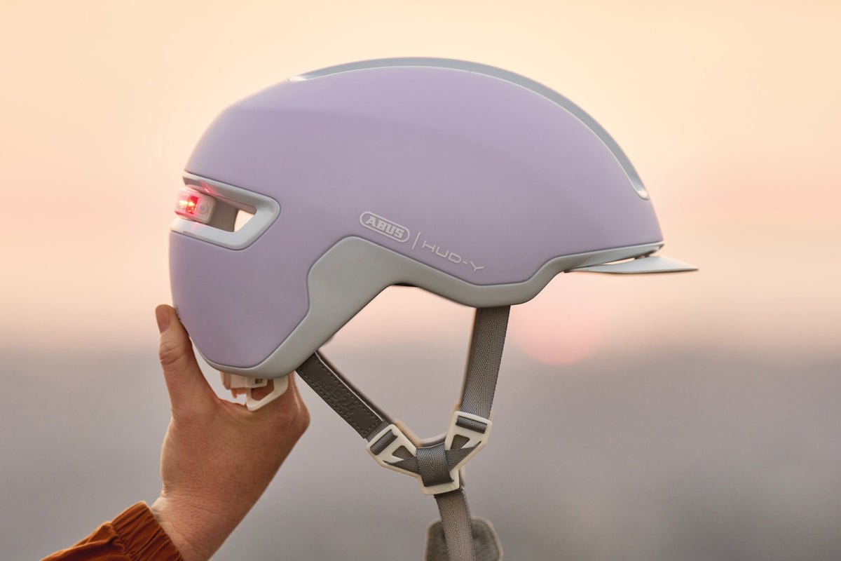 ABUS Hud-Y Pure Urban Helmet With Rear LED Light in Lavender