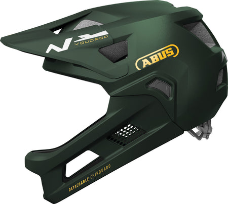 ABUS YouDrop FF Kids Full Face MTB Helmet In Moss Green Fits- 48-55cm