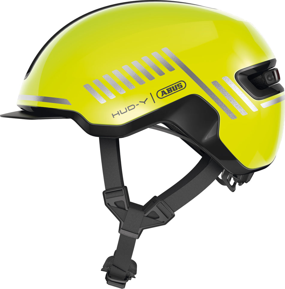 ABUS Hud-Y Urban Helmet With Rear LED Light in Signal Yellow