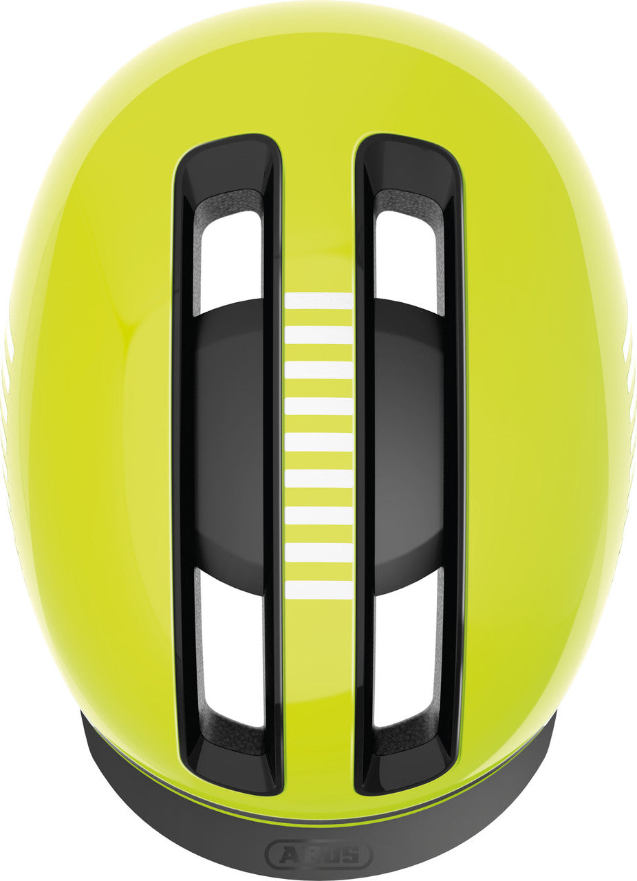 ABUS Hud-Y Urban Helmet With Rear LED Light in Signal Yellow