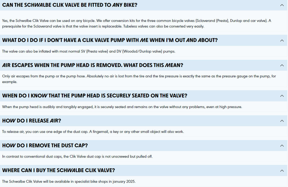 Schwalbe Clik Valve Tubeless 2x Presta Valves