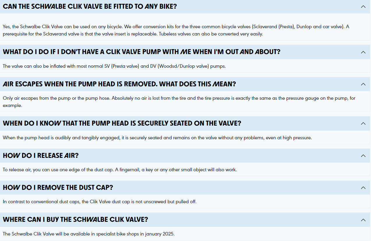 Schwalbe Clik Valve Tubeless 2x Presta Valves