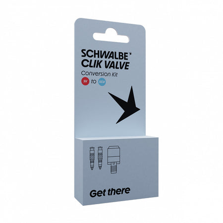 Schwalbe Clik Valve Presta to Schrader Conversion Kit Includes Valves with Pump Head Adaptor