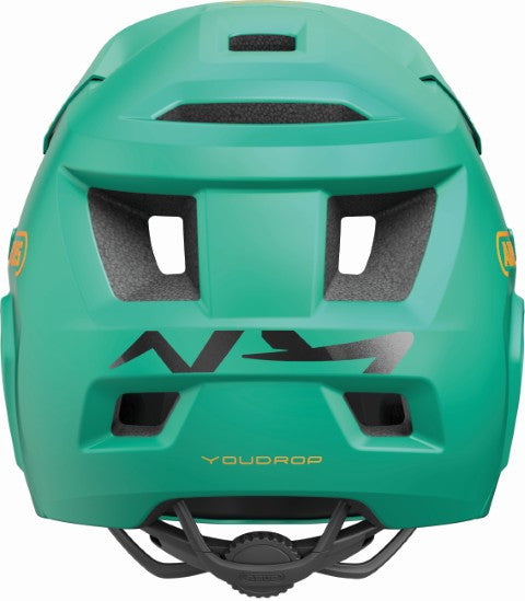 ABUS YouDrop FF Kids Full Face MTB Helmet In Sage Green Fits- 48-55cm