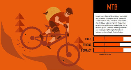 2x Tubolito Tubo 26" MTB 26 x 1.80 - 2.50" 42mm Presta Valve in Orange Inner Tubes