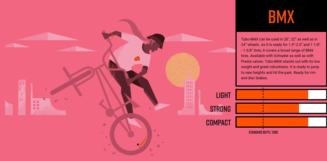 Tubolito Tubo BMX 20 x 1 1/8" - 1 3/8" 42mm Presta Valve Orange Inner Tube