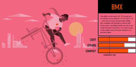 Tubolito Tubo BMX 20 x 1 1/8" - 1 3/8" 42mm Presta Valve Orange Inner Tube