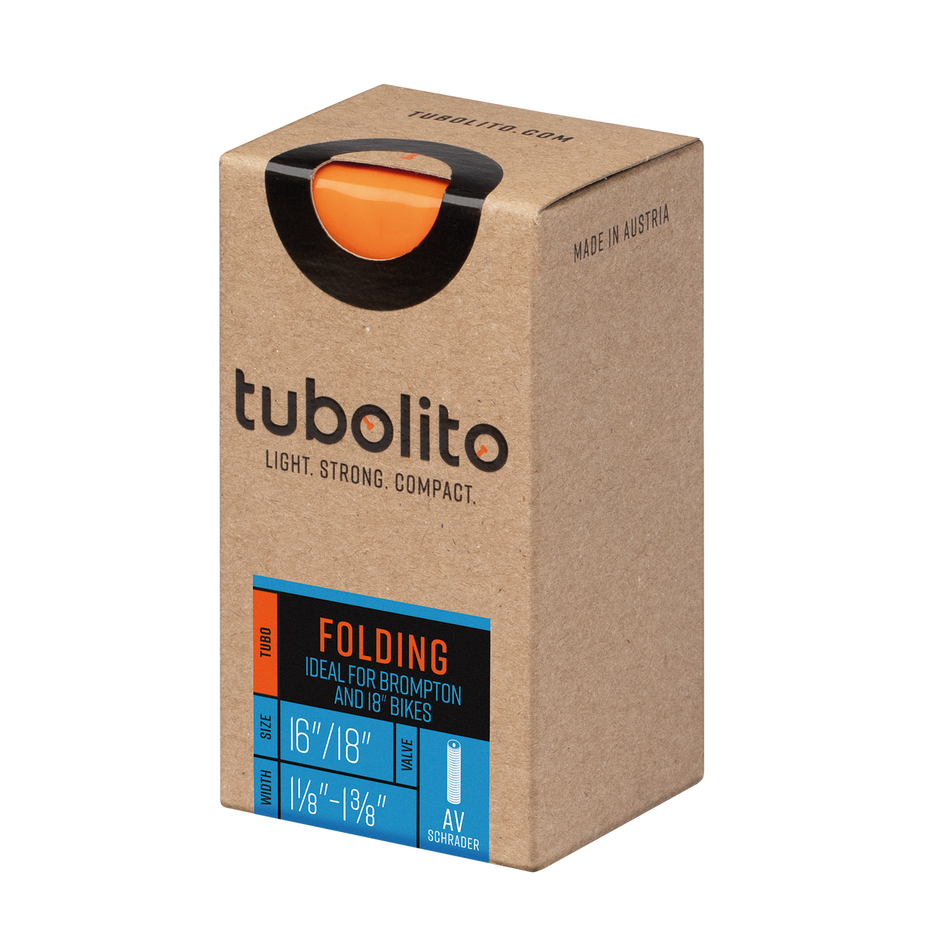 Tubolito Tubo Brompton Folding Bike 16/18 x 1 1/8 - 1 3/8" 40mm Schrader Valve Orange Inner Tube