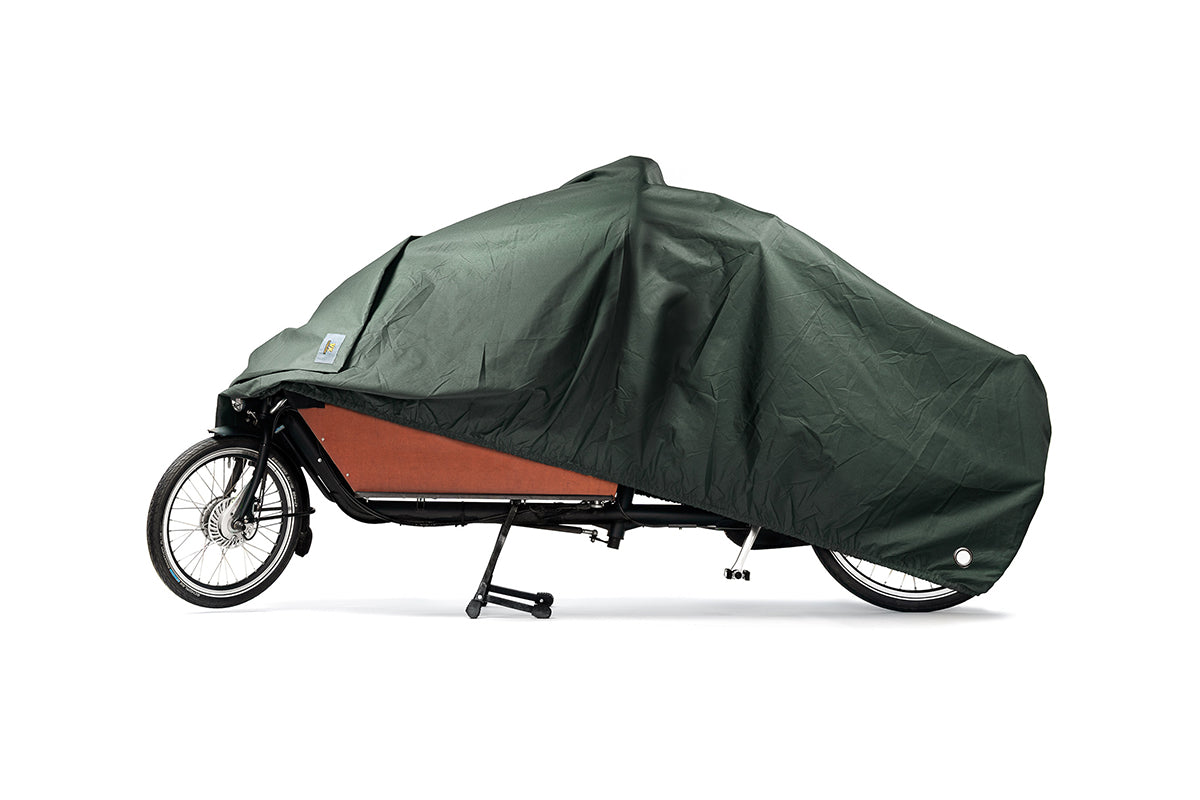 VK "Re-Cover" Cargo Bicycle Cover in forest green for protection and transportation.
