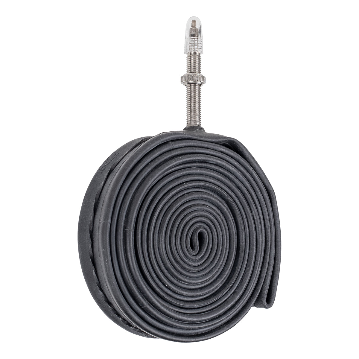Schwalbe SV19 inner tube 40mm Presta rolled up, durable butyl material for bicycle tires.