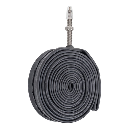 Schwalbe SV19 inner tube 40mm Presta rolled up, durable butyl material for bicycle tires.