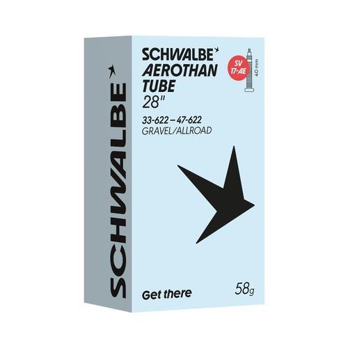 Schwalbe Aerothan Lightweight 28" Gravel Allroad Presta Clik Valve Inner Tube 40mm lightweight gravel inner tube packaging