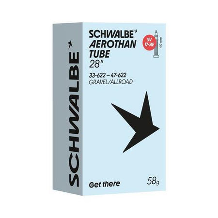 Schwalbe Aerothan Lightweight 28" Gravel Allroad Presta Clik Valve Inner Tube 40mm lightweight gravel inner tube packaging