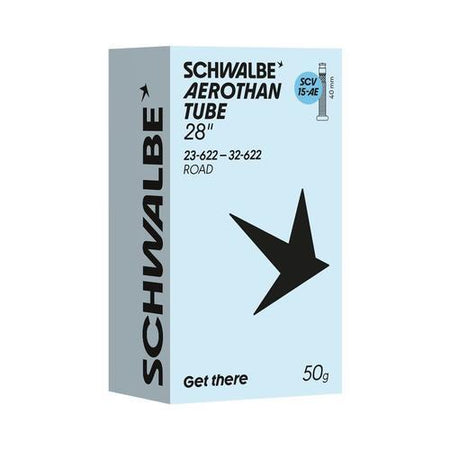 Schwalbe Aerothan Lightweight Inner Tube 28 inch lightweight inner tube with Presta valve packaging image