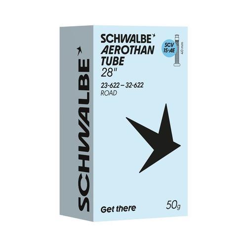 Schwalbe Aerothan Lightweight Inner Tube 28 inch lightweight inner tube with Presta valve packaging image