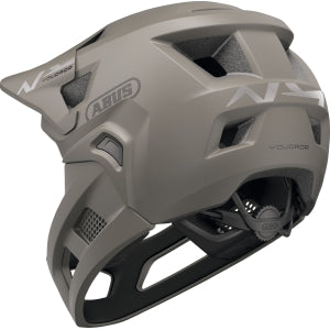 ABUS YouDrop FF Kids Full Face MTB Helmet in Dust Grey 48-55cm, perfect for young mountain bikers.