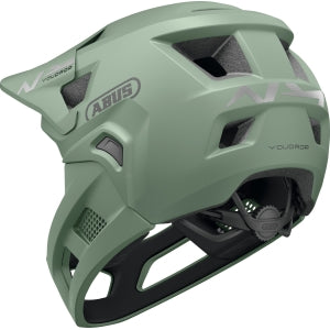 ABUS YouDrop FF kids full face MTB helmet in Mist Green side view