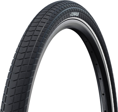Schwalbe Motion Super Moto-X cargo tyre showing rugged tread design and black/reflex color for e-bikes and cargo bikes.