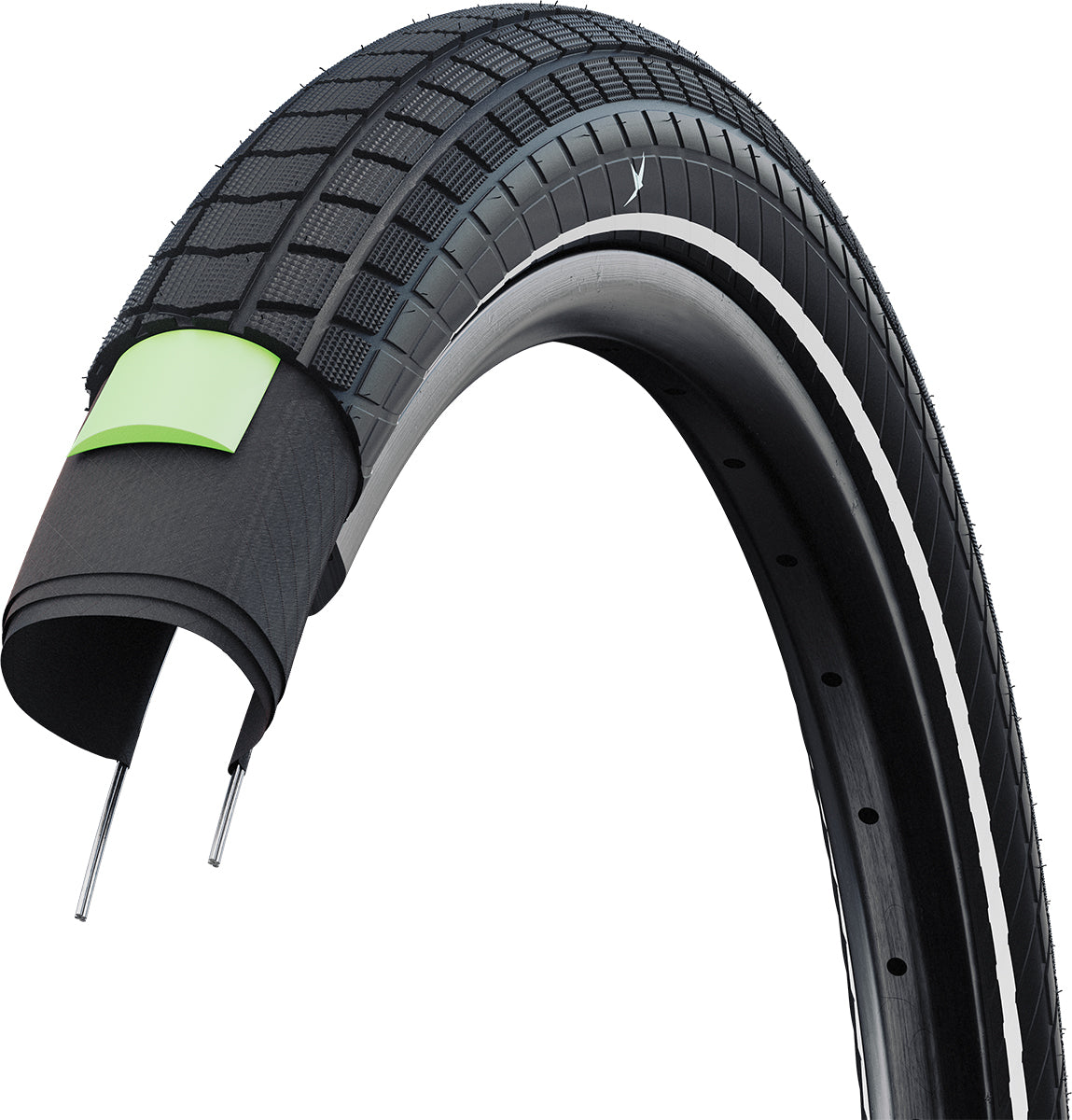 Schwalbe Motion Super Moto-X cargo tyre showcasing a wired design in black and reflex detail for e-bikes and cargo bikes.